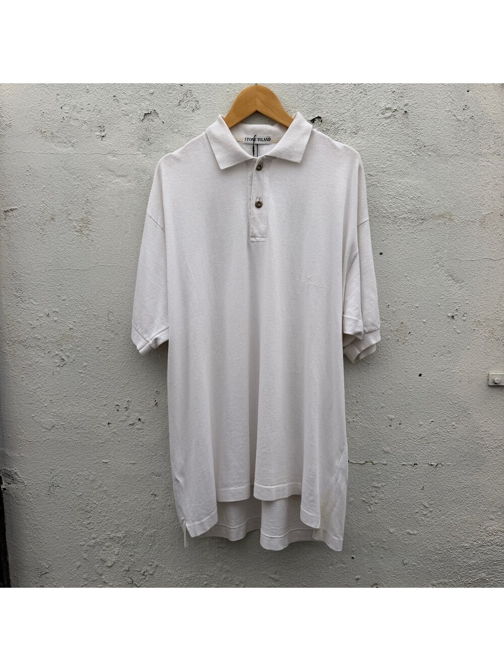 Stone Island White Chest Logo Polo Shirt 80s